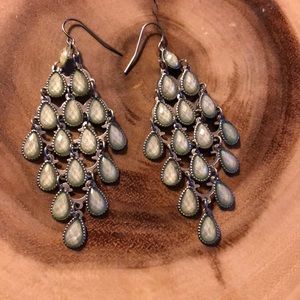 silver and green earrings
